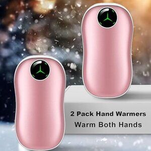 NEW-2 pack Pink Rechargeable Hand Warmers; Smart Digital Display